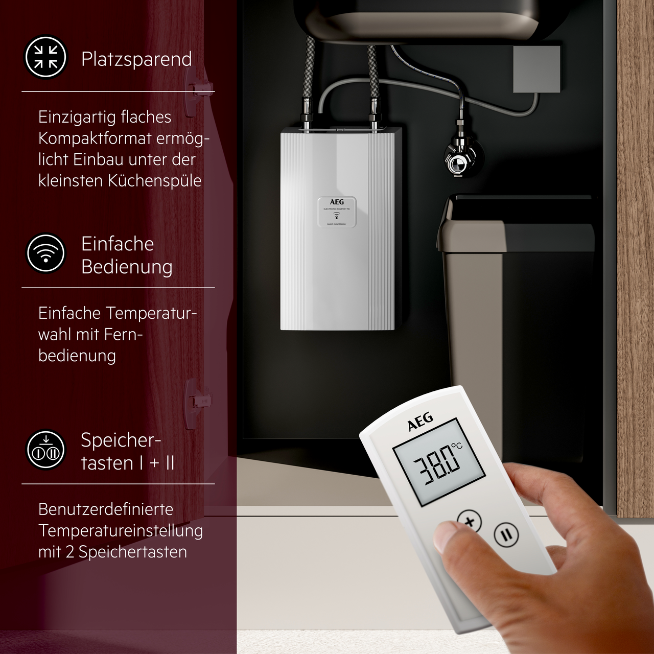 AEG instant water heater, white