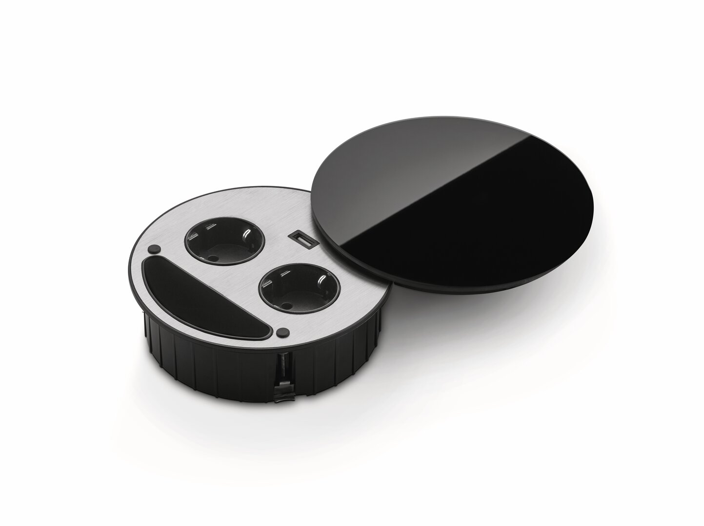 Bloc Smile à deux prises USB A, verre noir