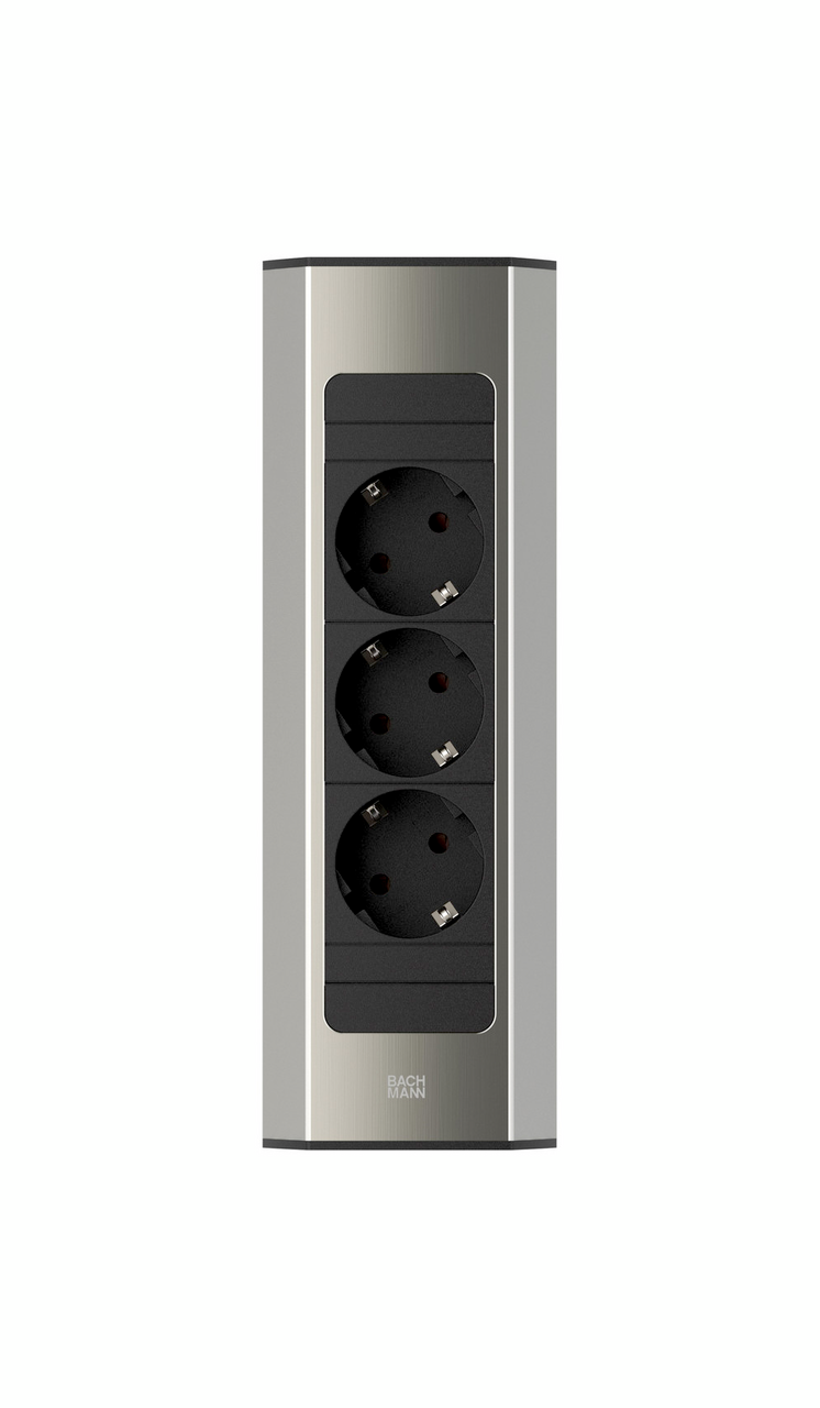 Casia 2K power strip, roestvrij staalkleurig