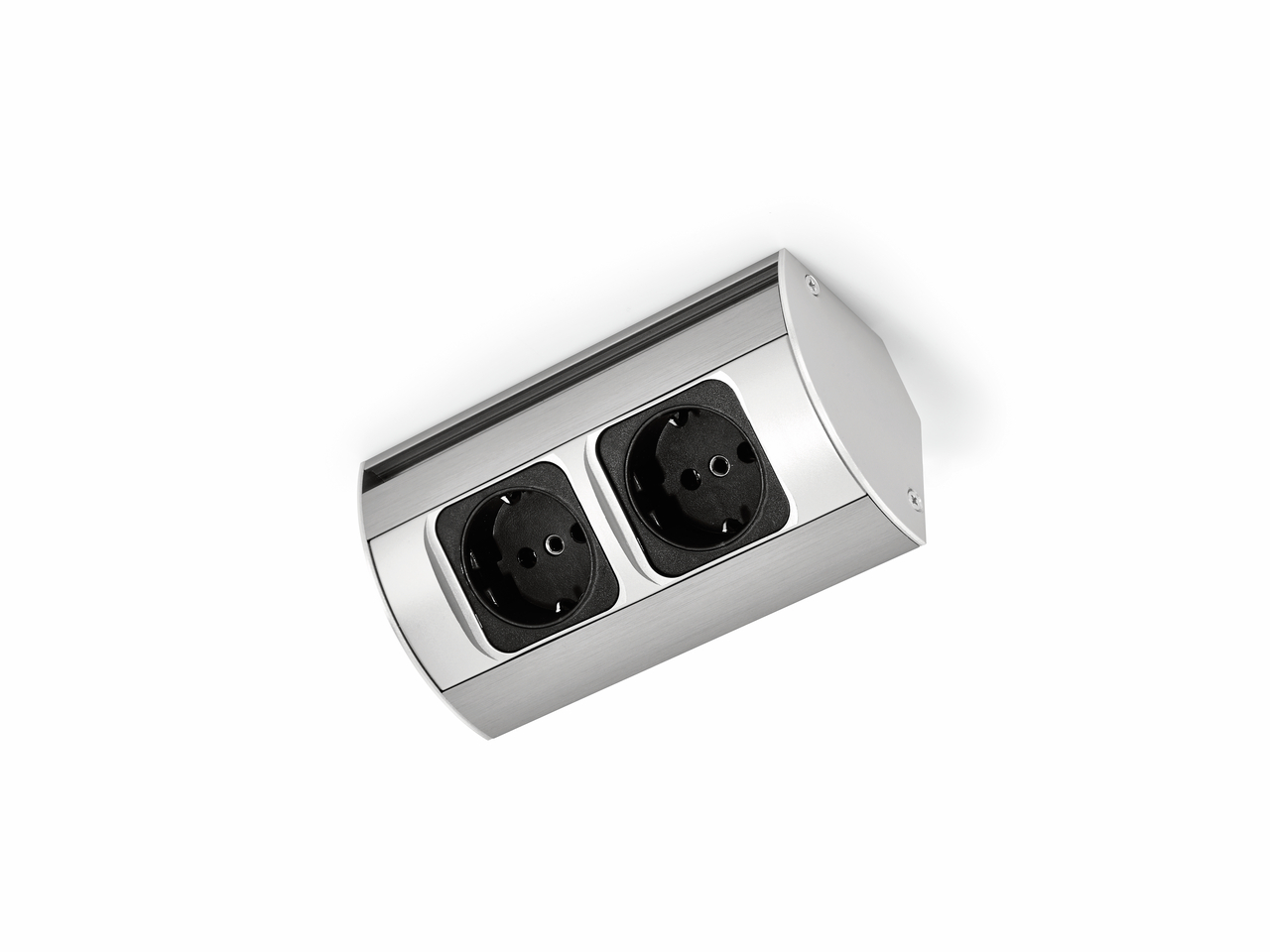  Corner double socket, stainless steel coloured