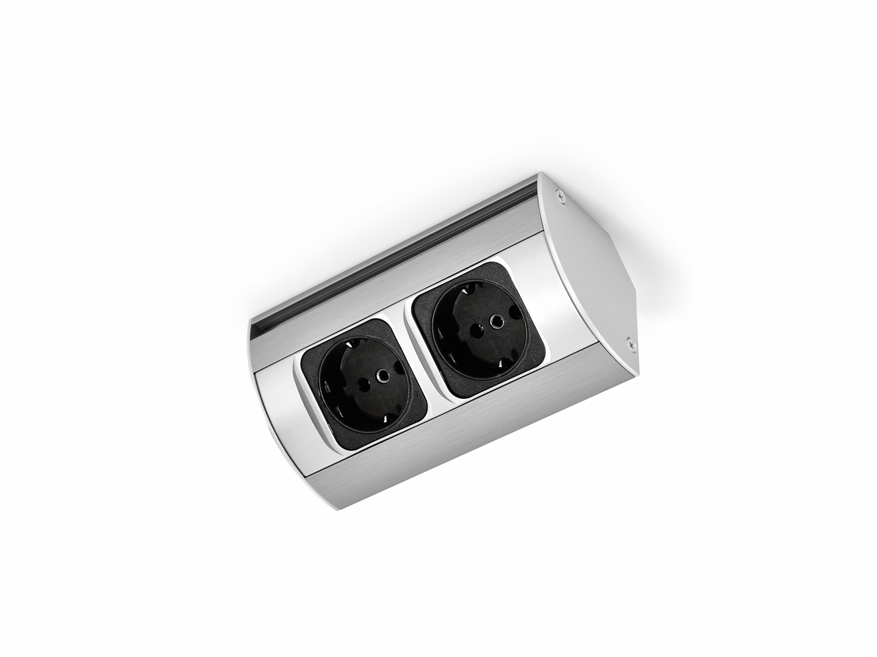 Corner double prise de courant, couleur acier inox