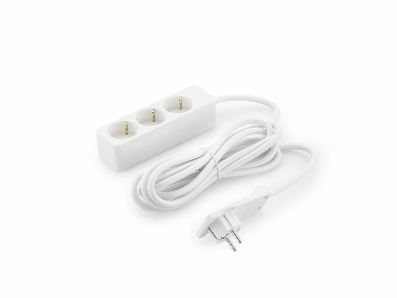  Triple power strip with flat plug, white