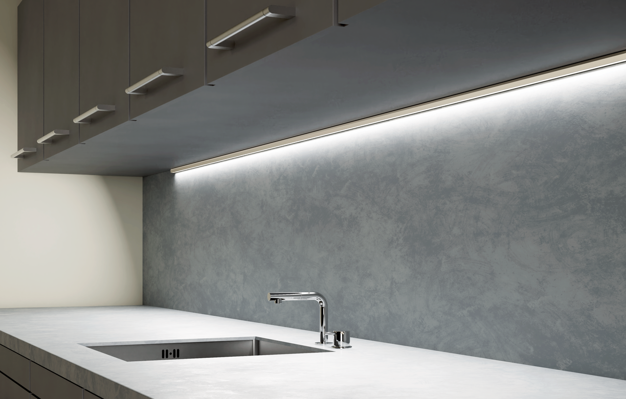 Edition colour change LED 2, L 2600 mm, 34 W, stainless steel coloured, incl. 9 clips