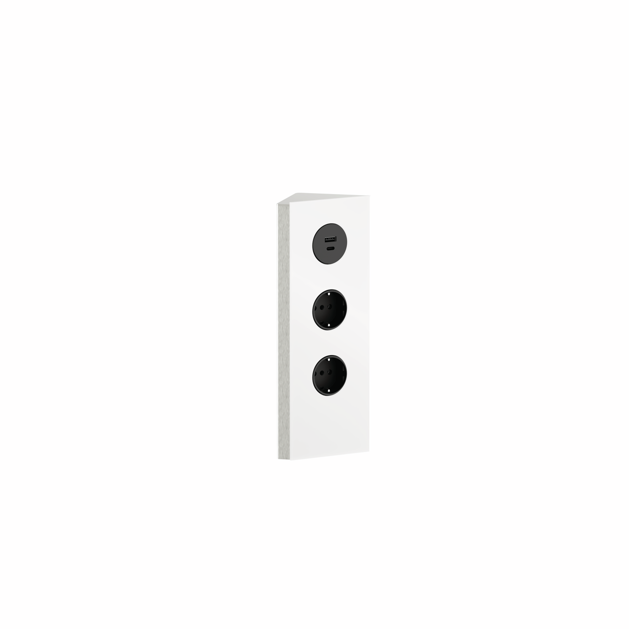Mira corner glass USB A/C, stainless steel/glass white
