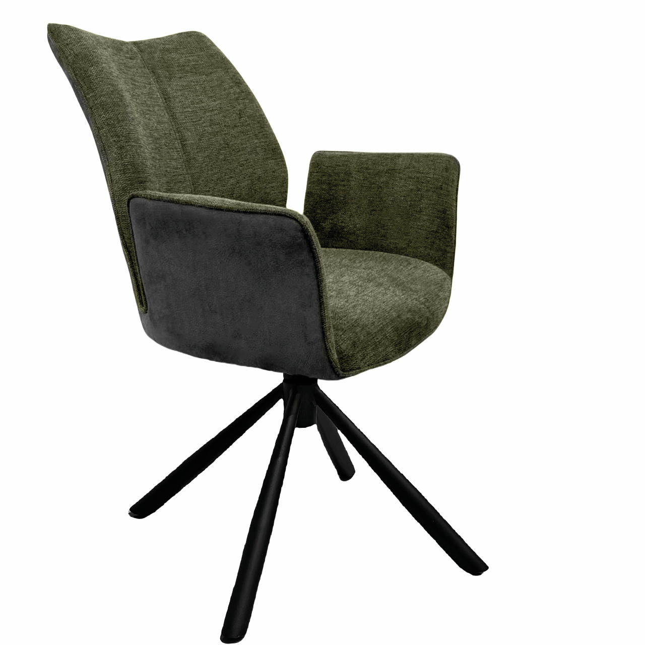 Stella 1AS, frame black matt, rotatable, round, cover green