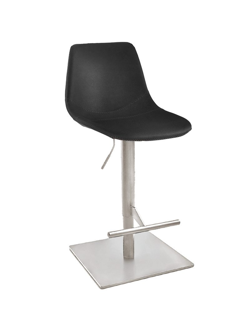 Level KT, onderstel roestvrij staalkleurig, hoekig, bekleding zwart