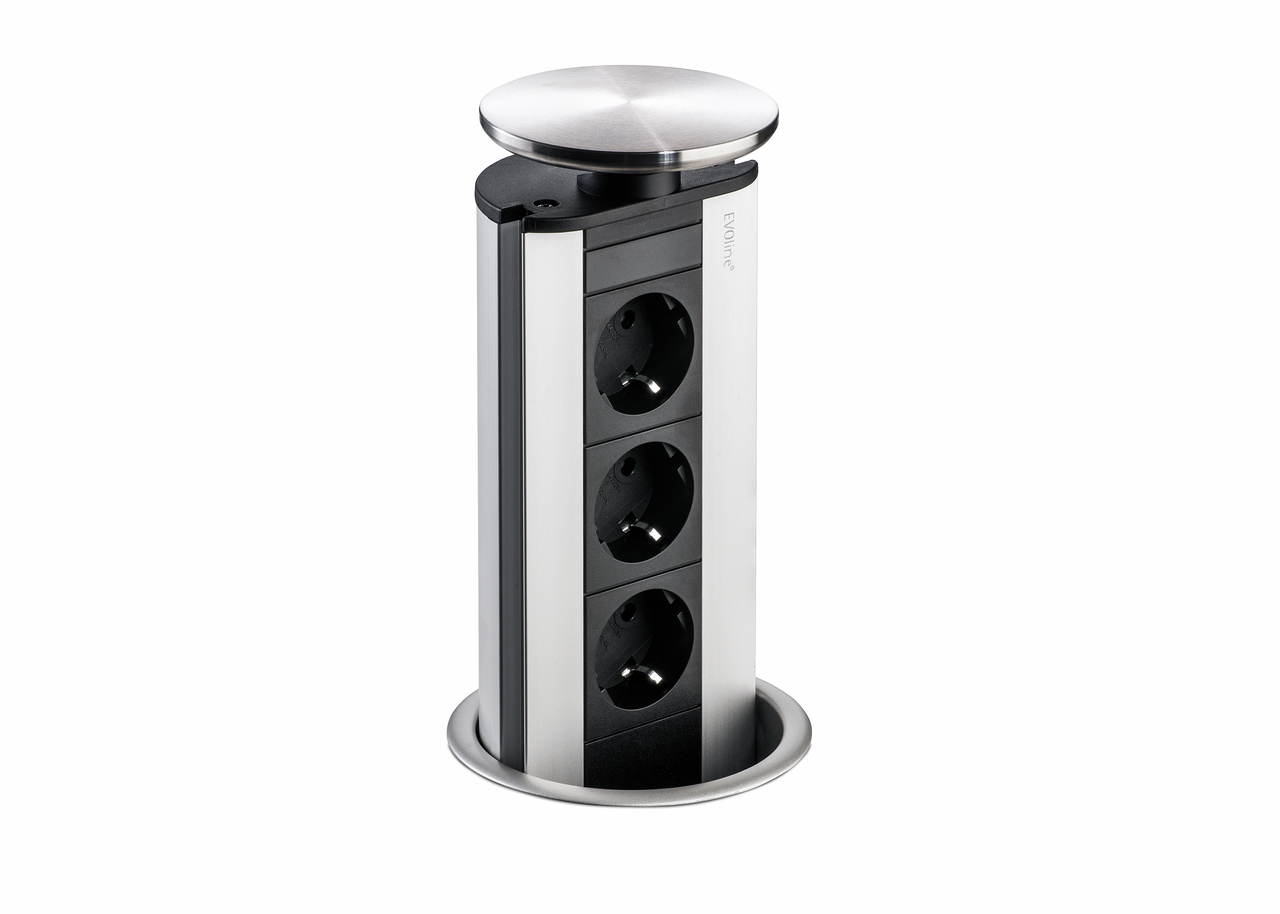 Evoline® Port 2, with earthed plug sockets, lid stainless steel