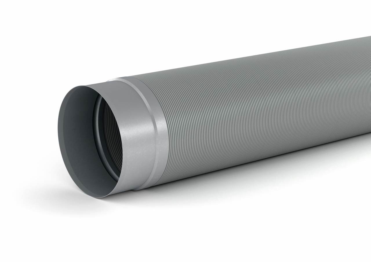 SR-R flex 150 round pipe, Ventilation pipe, aluminium, stainless steel, L 350 mm