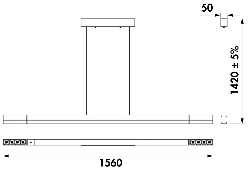 Svala LED, L 1560 mm, 40 W, schwarz