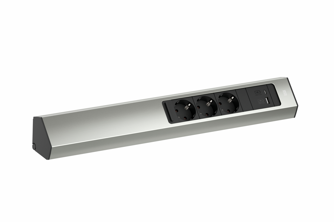 Casia 2L power strip USB A+C, stainless steel coloured