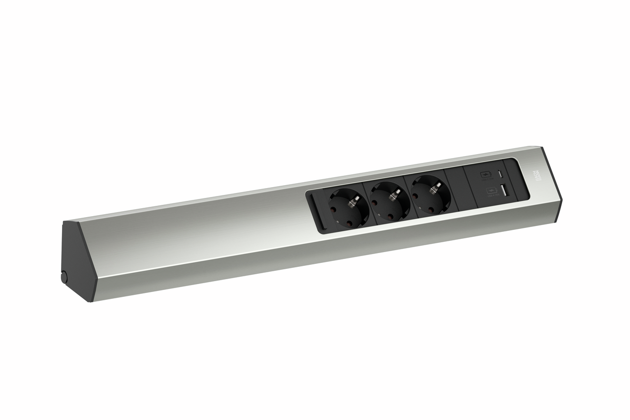 Casia 2L multiprise USB A+C, couleur acier inox