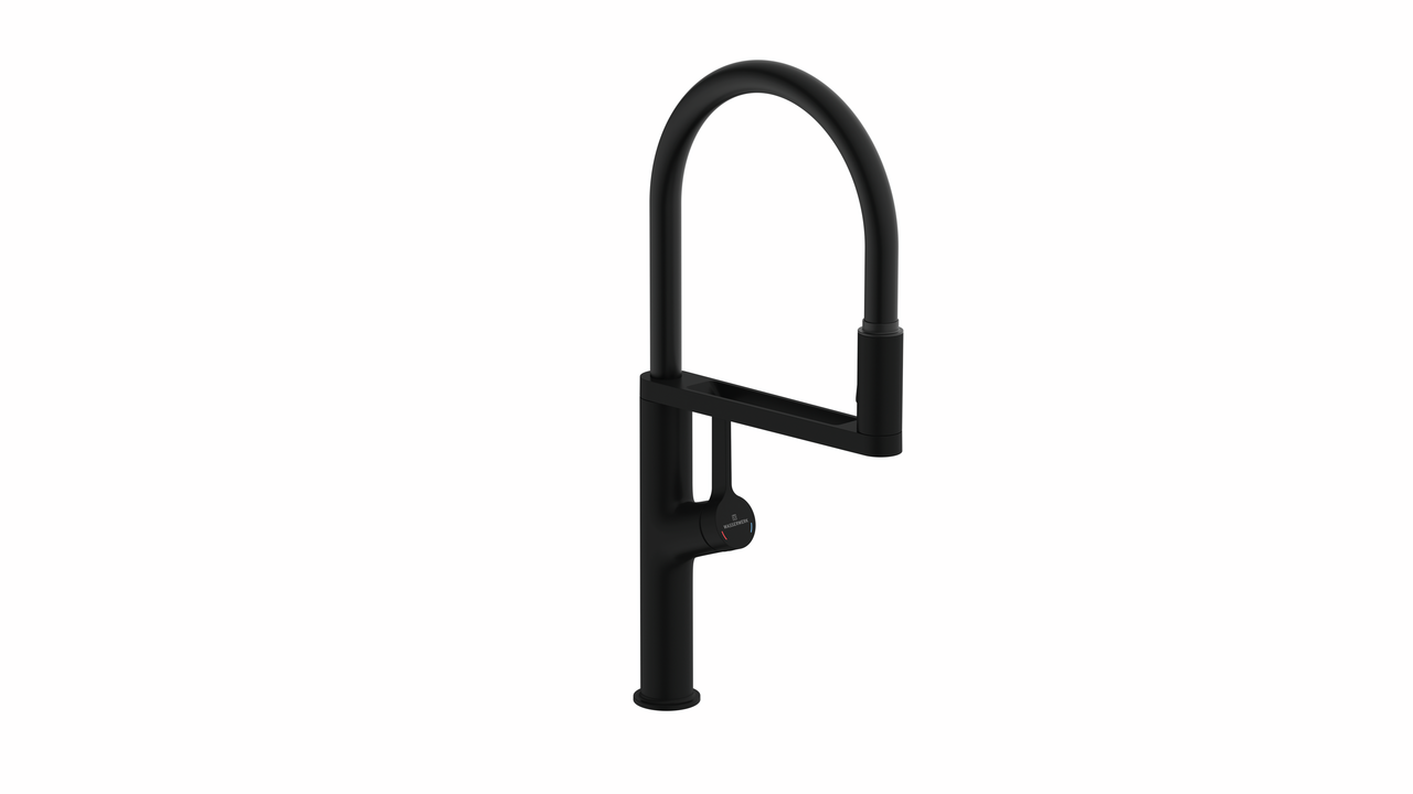 Wasserwerk Aria, zwart mat, hoogdruk