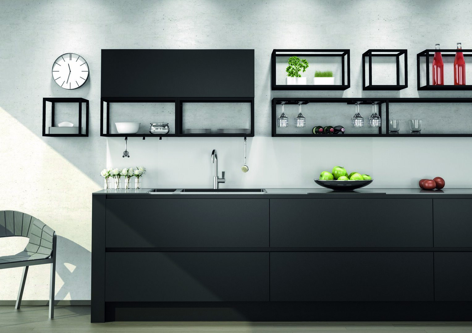 Cubo Einlegeboden, B 862 mm für 900er Breite, schwarz matt
