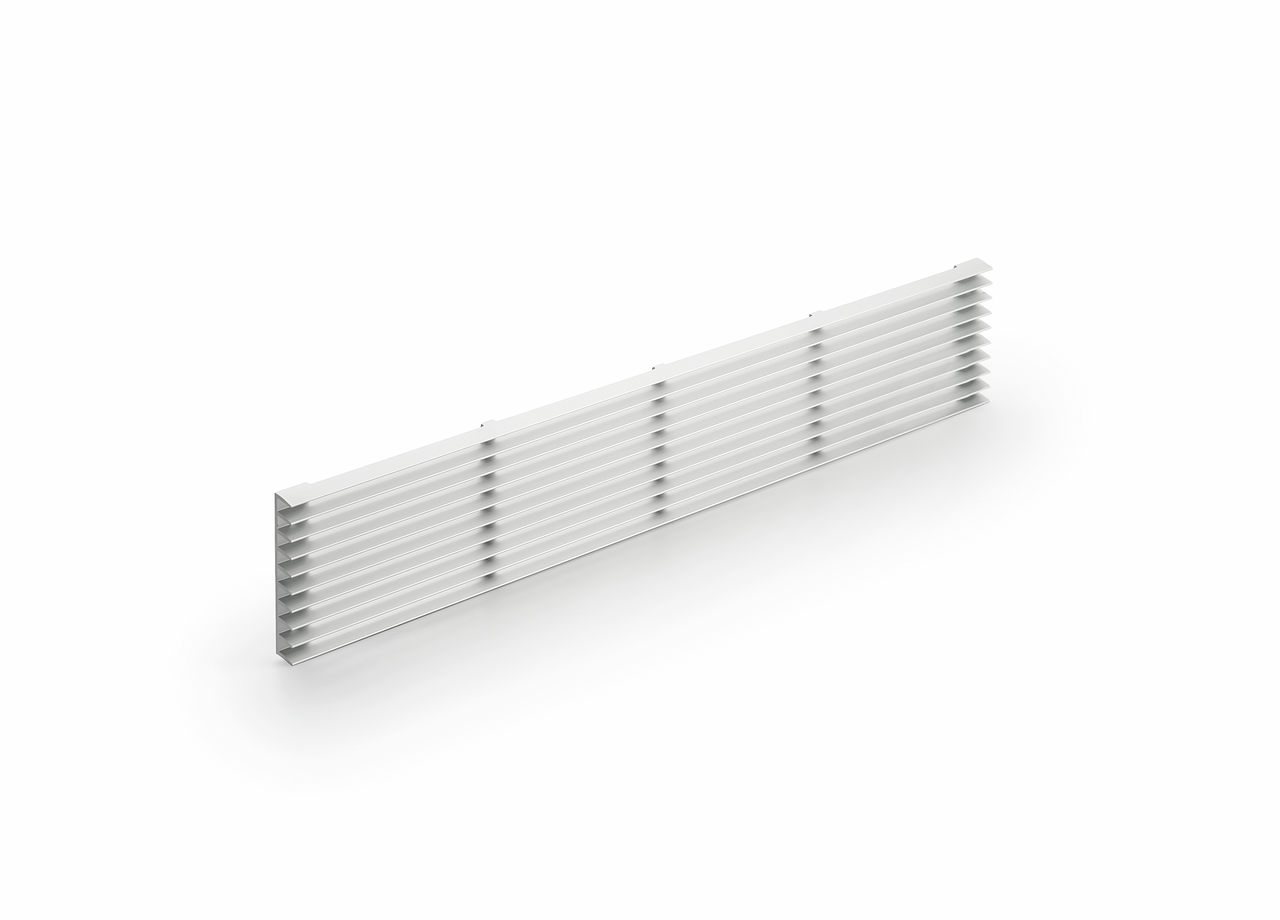 PRIME flow Grille d'aération-socle 1, larg. 84 mm, long. 480 mm, argenté