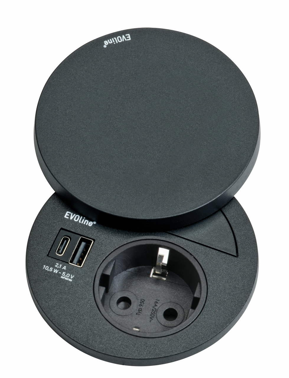  Evoline® Circle80 Hide, with earthed plug socket, USB A/C