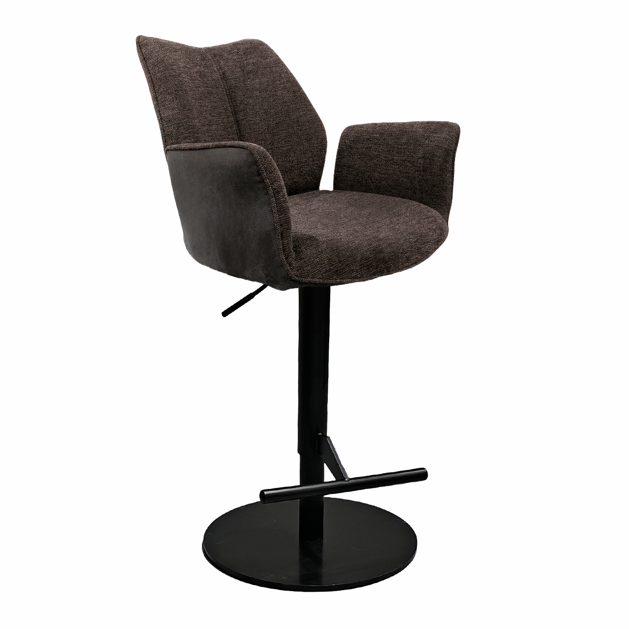 Stella AS, onderstel zwart mat, rond, bekleding bruin