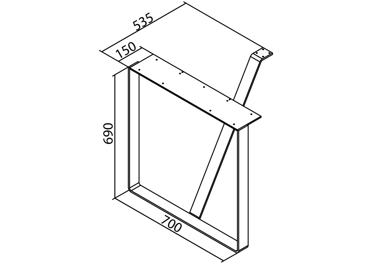 Base for free-standing table, stainless-steel, H 690 mm