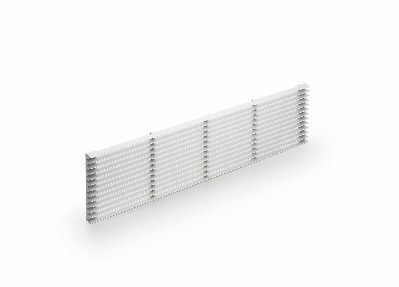 PRIME flow Grille d'aération-socle 2, larg. 104 mm, long. 480 mm, argenté