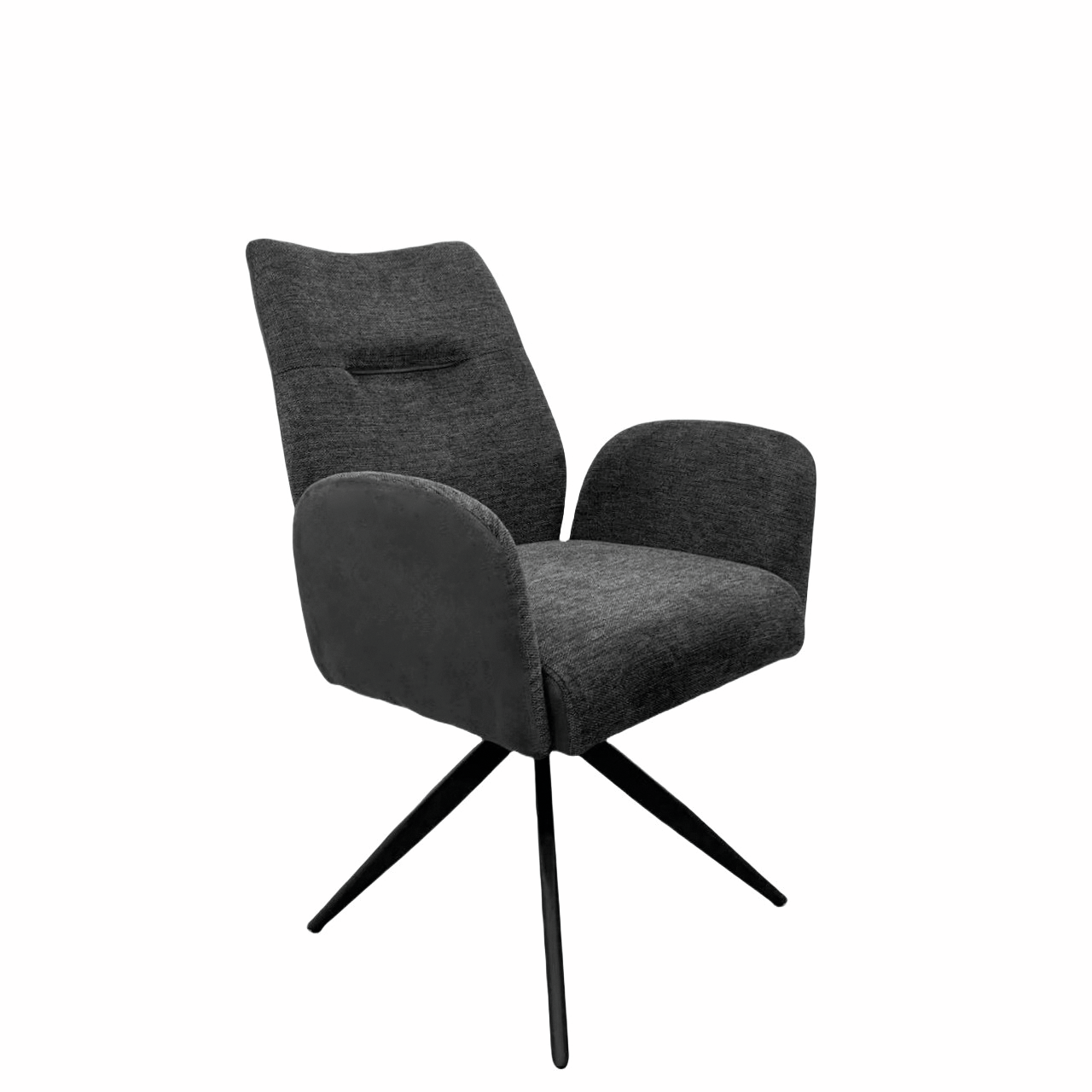 Famous 1AS, châssis noir mat, rotarif, angulaire, housse gris foncée Famous 1AS, châssis noir mat, rotarif, angulaire, housse gris foncée