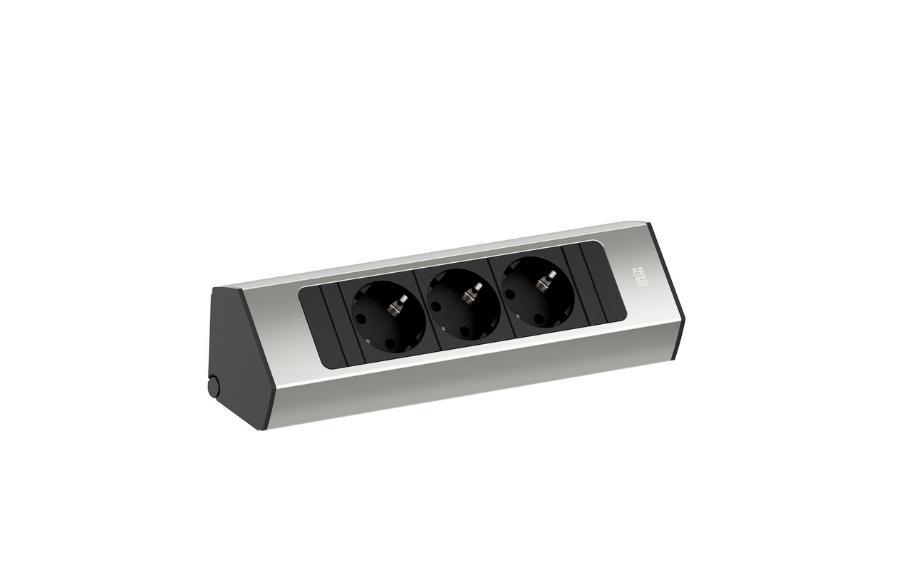 Casia 2K power strip, roestvrij staalkleurig