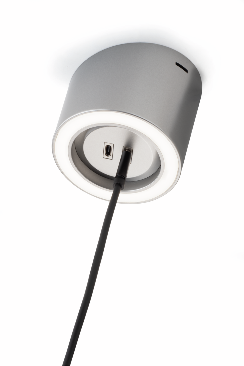 Unika 5 Farbwechsel LED, Einzelleuchte mit 2-fach USB C, edelstahlfarbig