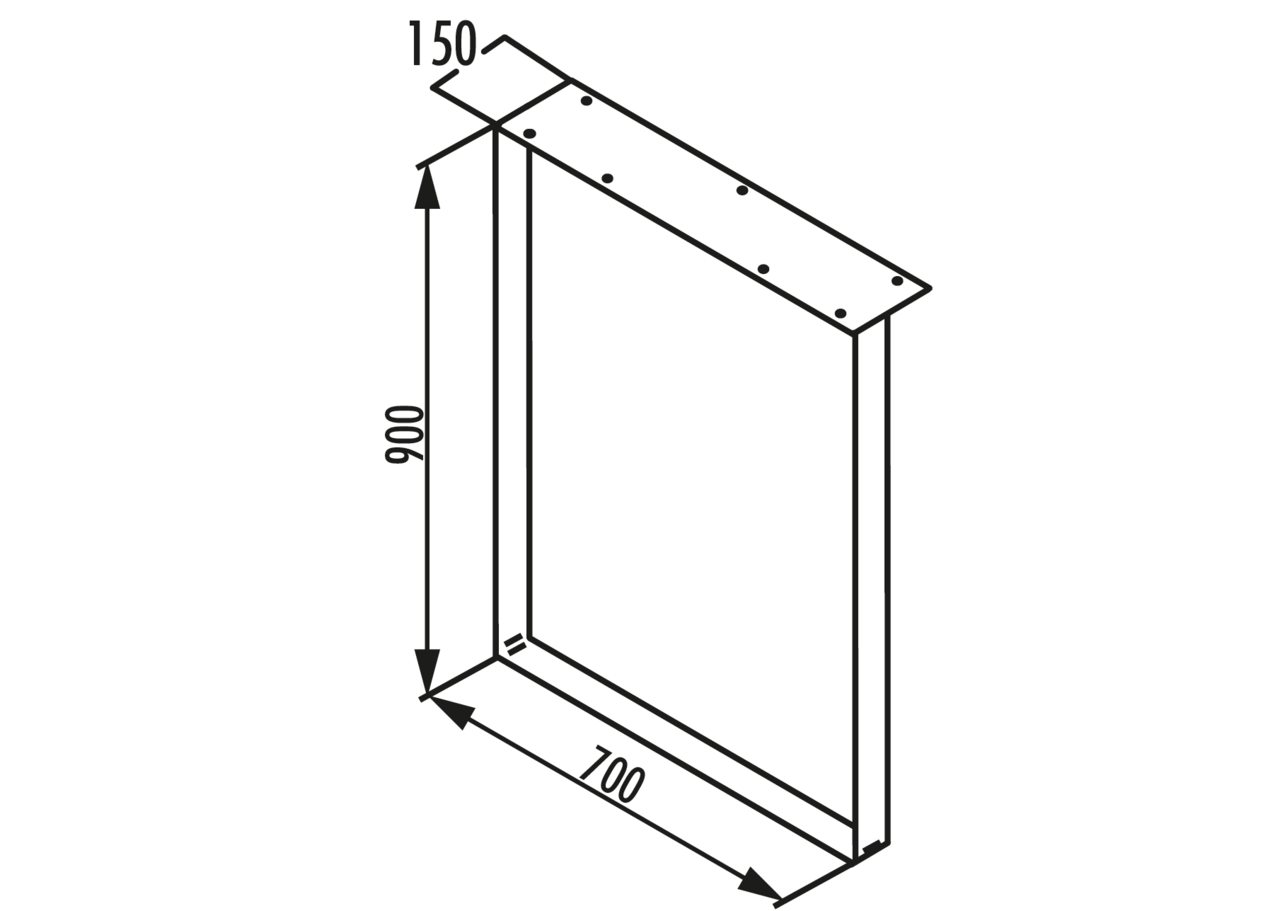 Skid for serving table (worktop height), *stainless steel, H 900 mm