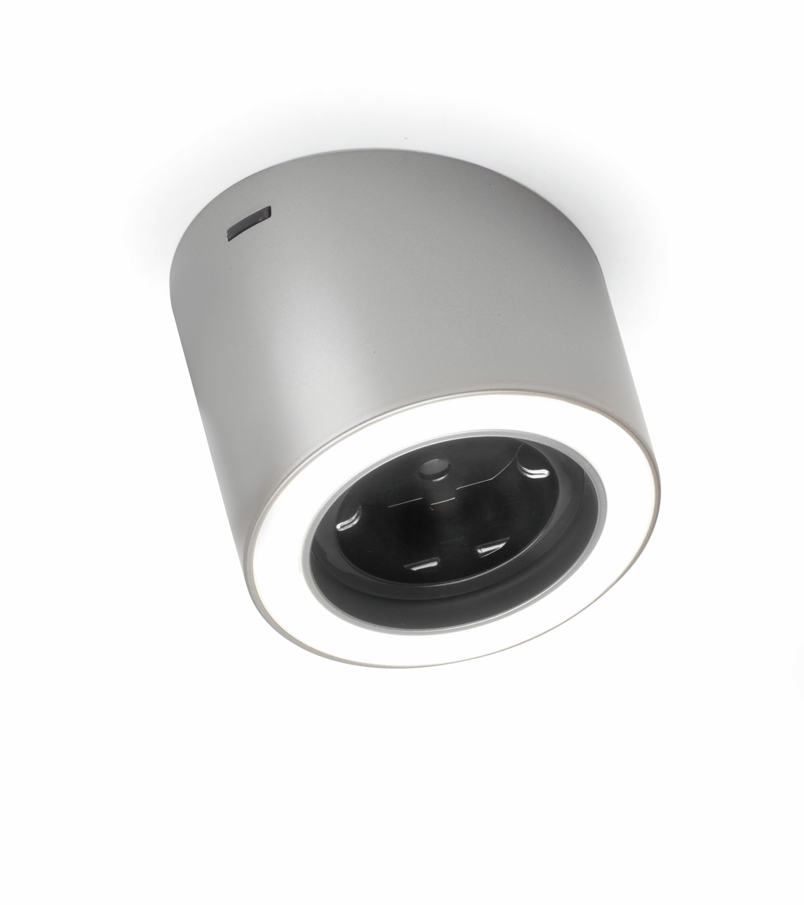 Unika 3 Farbwechsel LED, Einzelleuchte mit Schukosteckdose, edelstahlfarbig