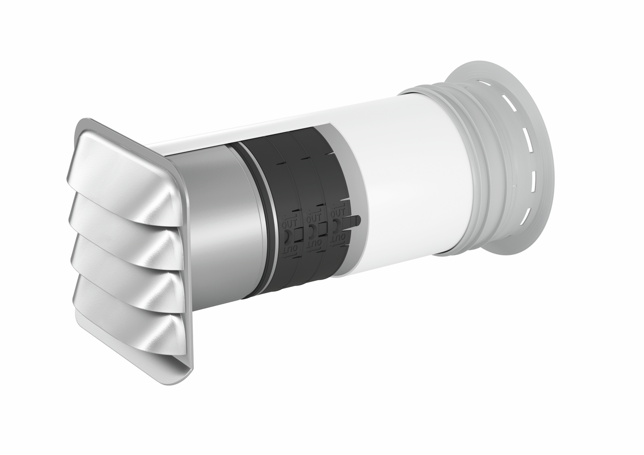 PRIME flow P-E-Jal Col 150 wall conduct incl. THERMOBOX, white, stainless steel