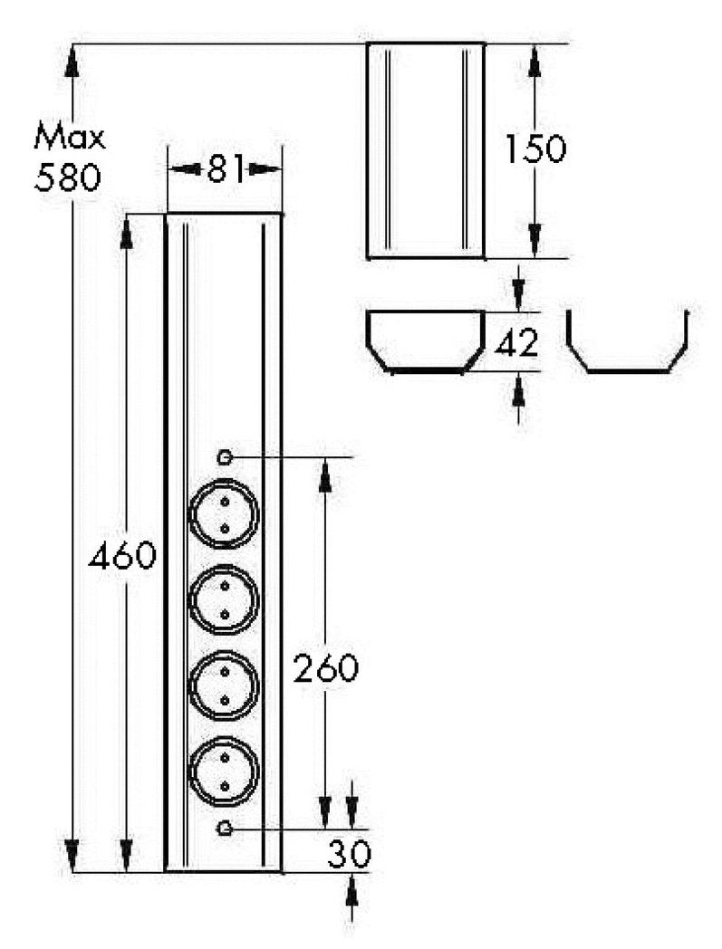 Mira Wand small S, Edelstahl