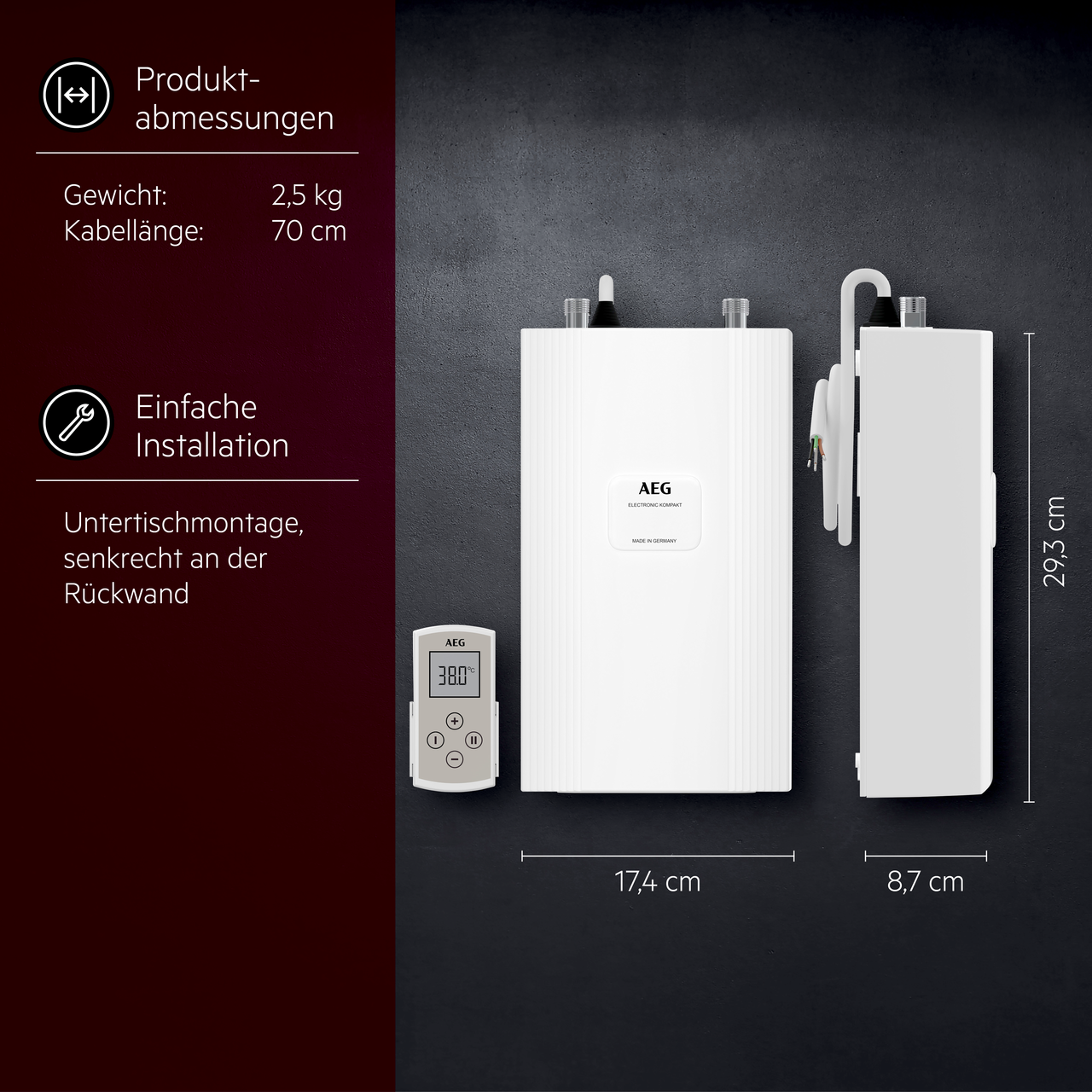 AEG instant water heater, white