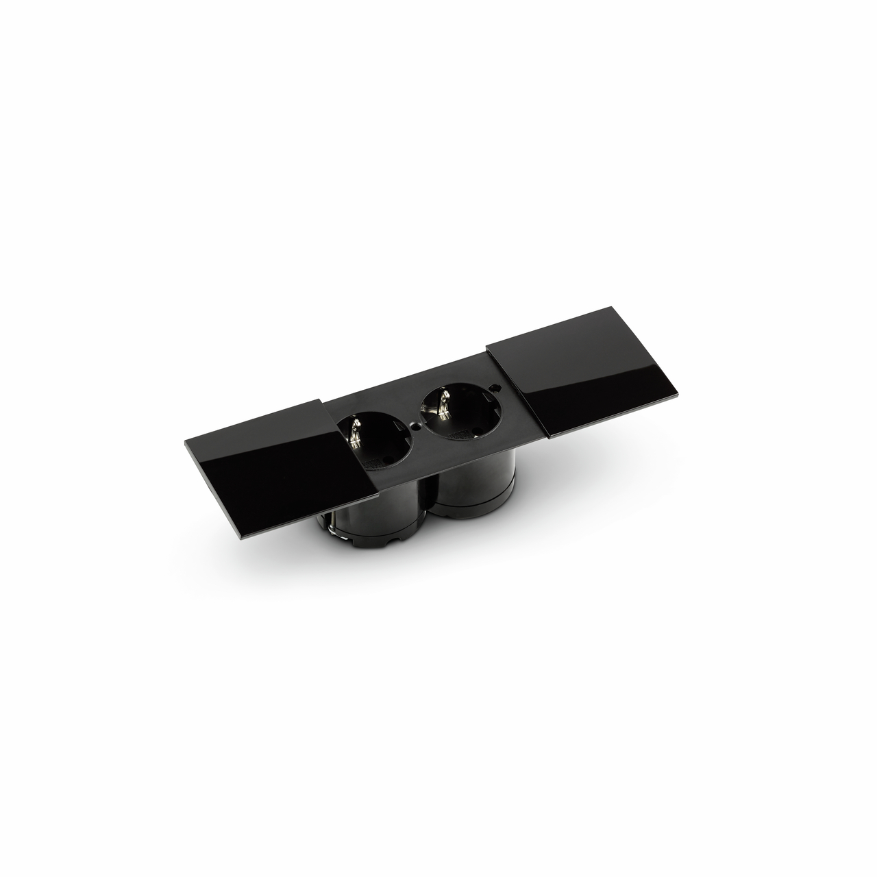 Due double socket, with two-pin earthed plugs, black