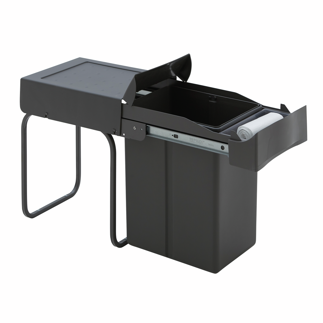 WESCO® Built-in waste bin 30DT with storage tray, anthracite WESCO® Built-in waste bin 30DT with storage tray, anthracite