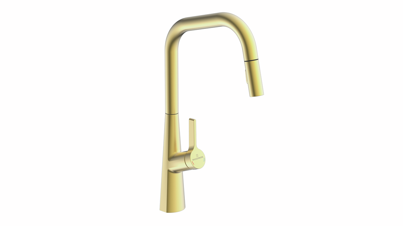 Wasserwerk Kristea, brushed-gold, Hochdruck Wasserwerk Kristea, brushed-gold, Hochdruck
