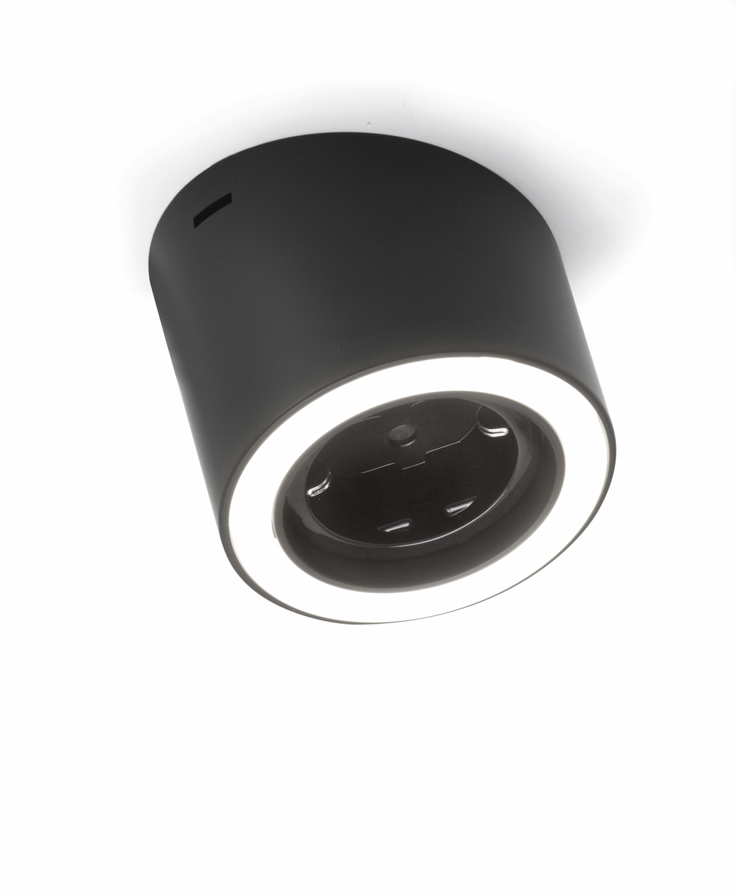  Unika 3 colour change LED, single lamp with earthed plug sockets, black matt