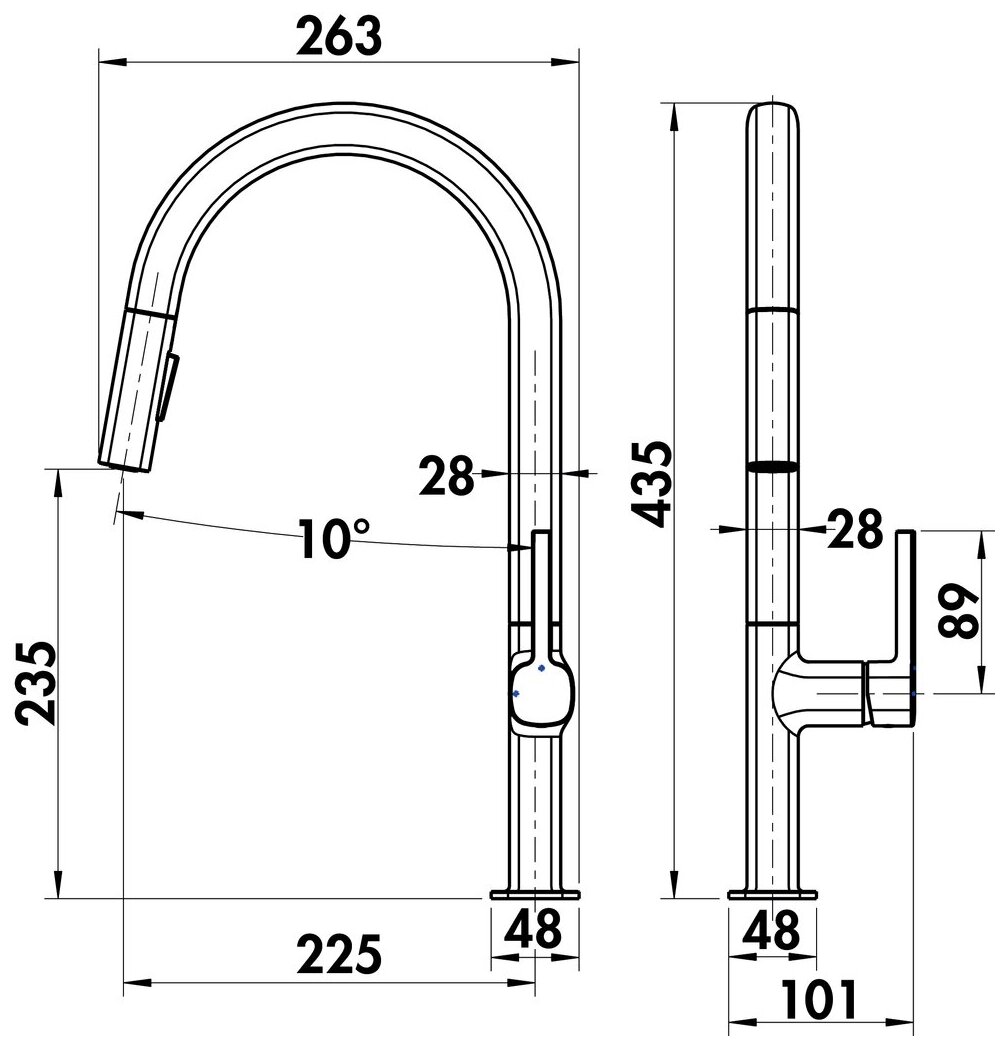 Reban 6, stainless steel coloured, high pressure