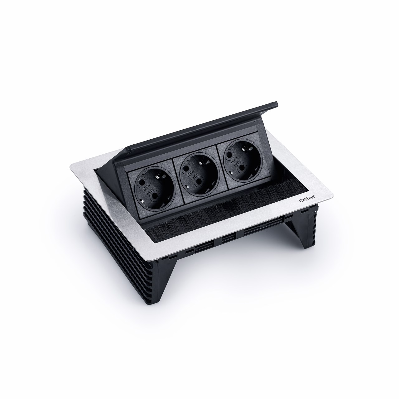 Evoline® FlipTop Push, mit Schukosteckdosen, Edelstahl