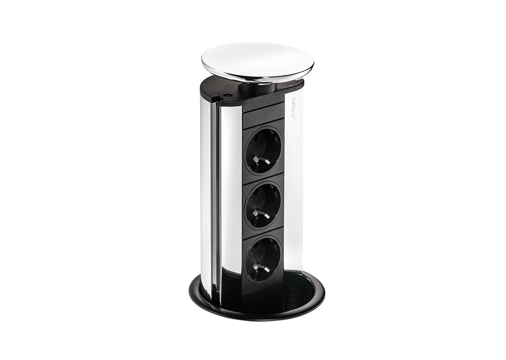 Evoline® Port 1, met veiligheidsstopcontact, deksel zilverkleurig