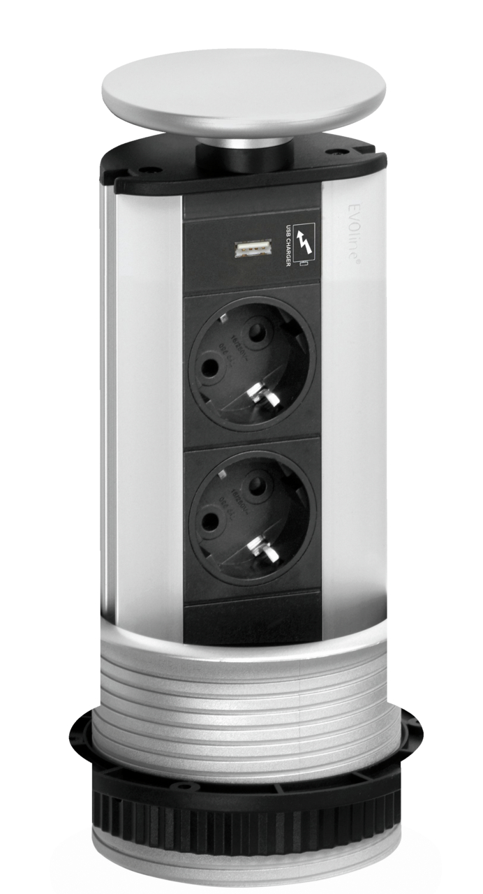  Evoline® Port USB A, couvercle couleur argentée