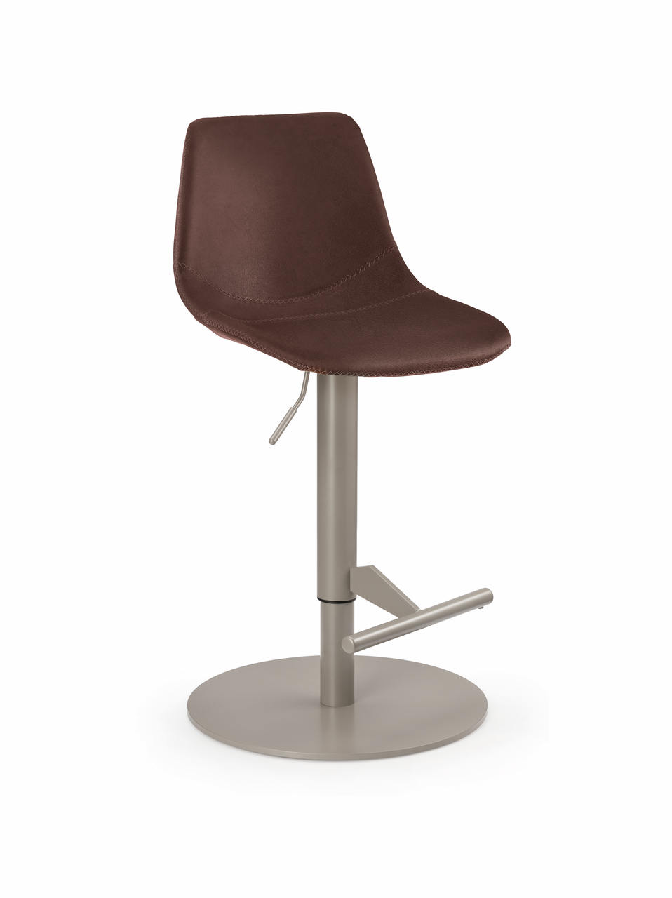 Level KT, frame pearl grey metallic, round, cover brown