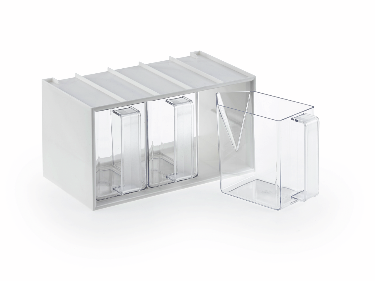 De Luxe 3, voorraadbakjes glashelder  De Luxe 3, voorraadbakjes glashelder
