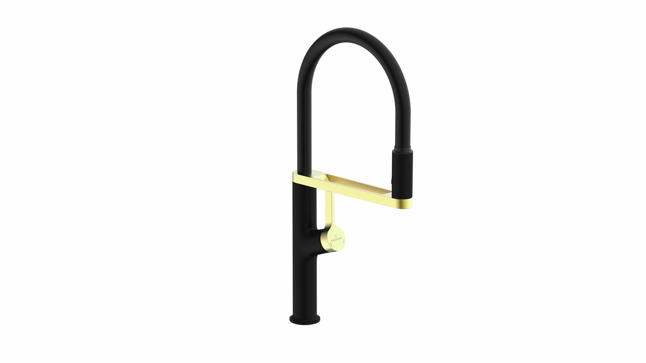 Wasserwerk Aria, black brushed-gold, high pressure