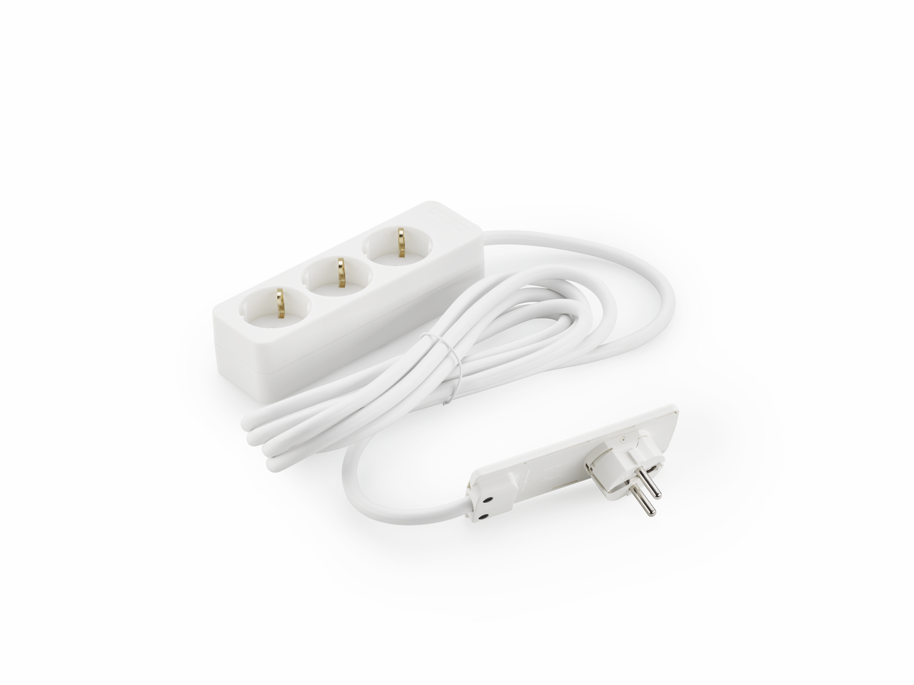 Triple power strip with Evoline® plug connector, L 3000 mm, white