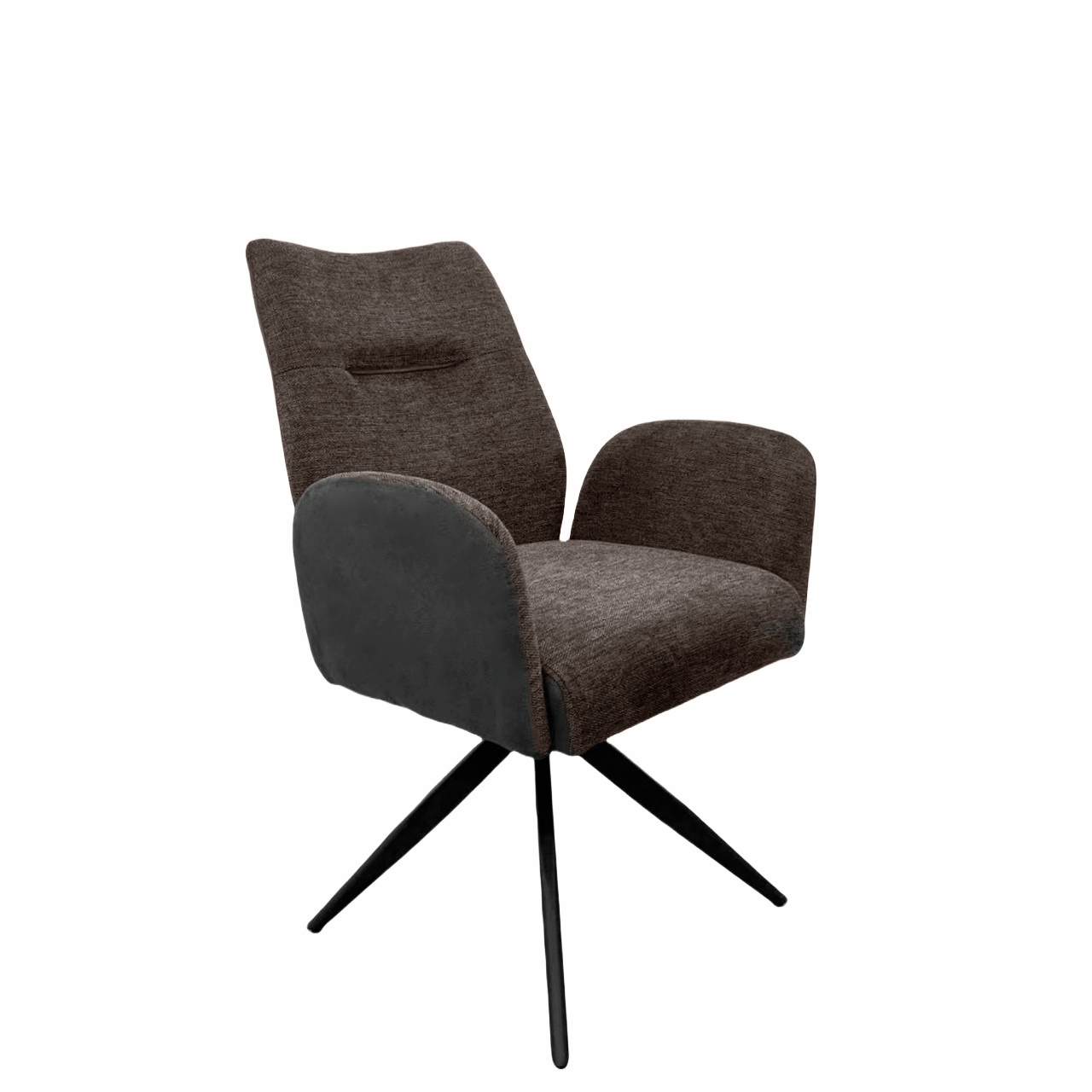 Famous 1AS, onderstel zwart mat, draaibaar, hoekig, bekleding bruin Famous 1AS, onderstel zwart mat, draaibaar, hoekig, bekleding bruin