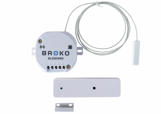 Window contact switch for hob extractors, with external antenna, white