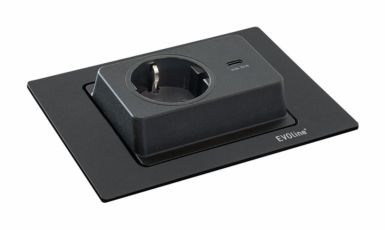 Evoline® Spin USB C, zwart mat  Evoline® Spin USB C, zwart mat