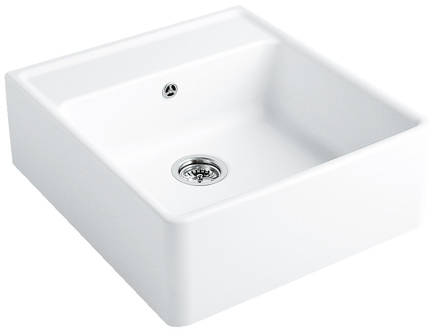 Butler sink single bowl, white glossy