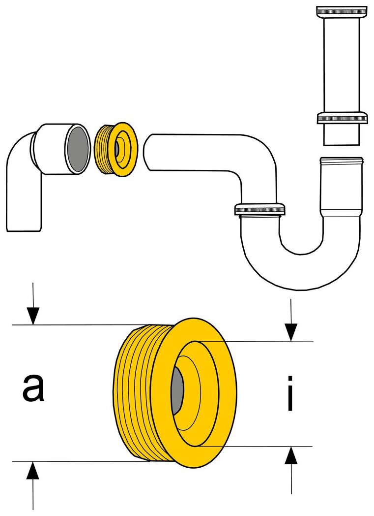 HT-Gumminippel, für 2", DN 50, a 68 mm, i 42 mm