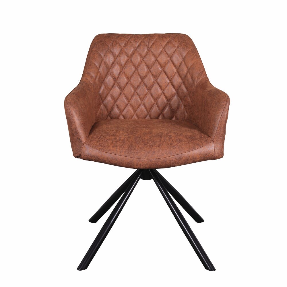 Diam 1E, Gestell schwarz, Bezug cognac
