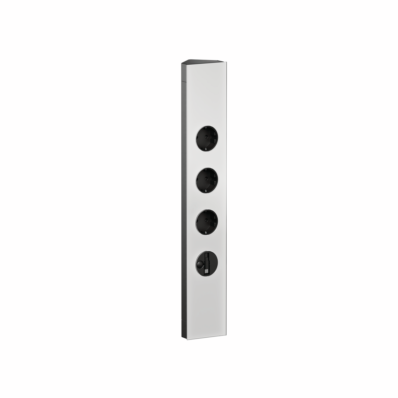 Mira corner USB C Snap, aluminium noir/verre blanc