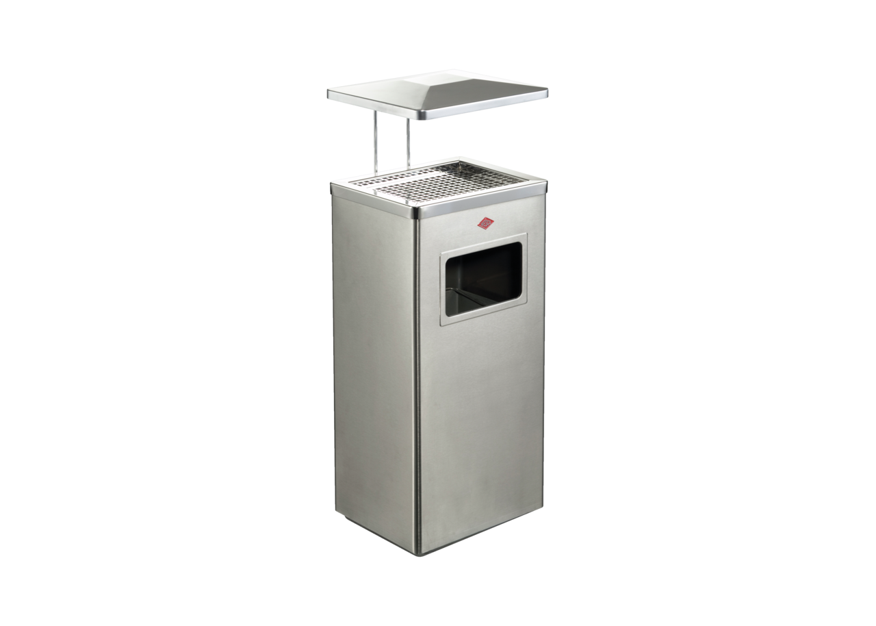 WESCO® Staande asbak met dak, roestvrij staal mat